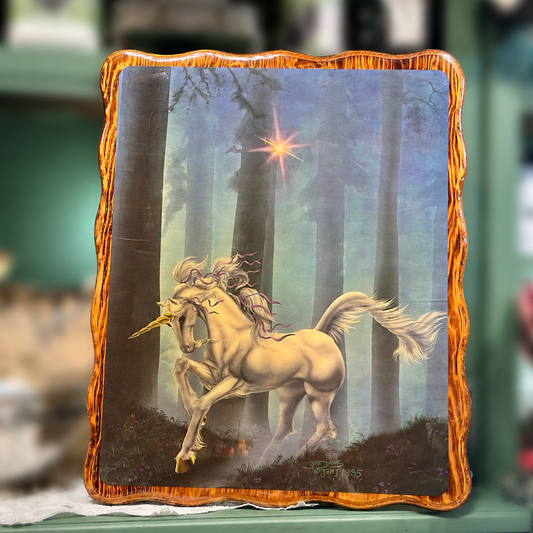 Vintage fantasy home décor framed unicorn artwork