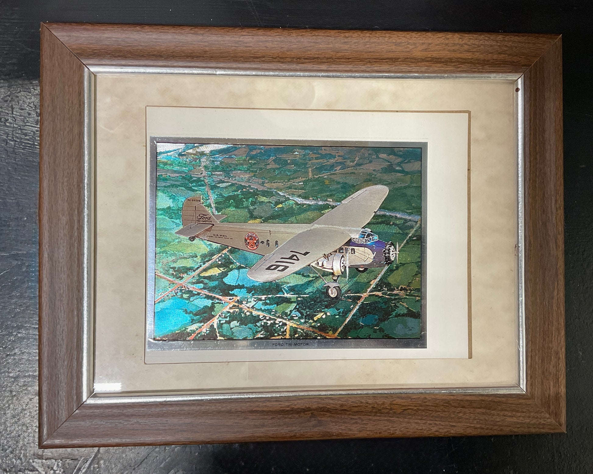 Ford Tri-Motor vintage passenger airplane framed artwork
