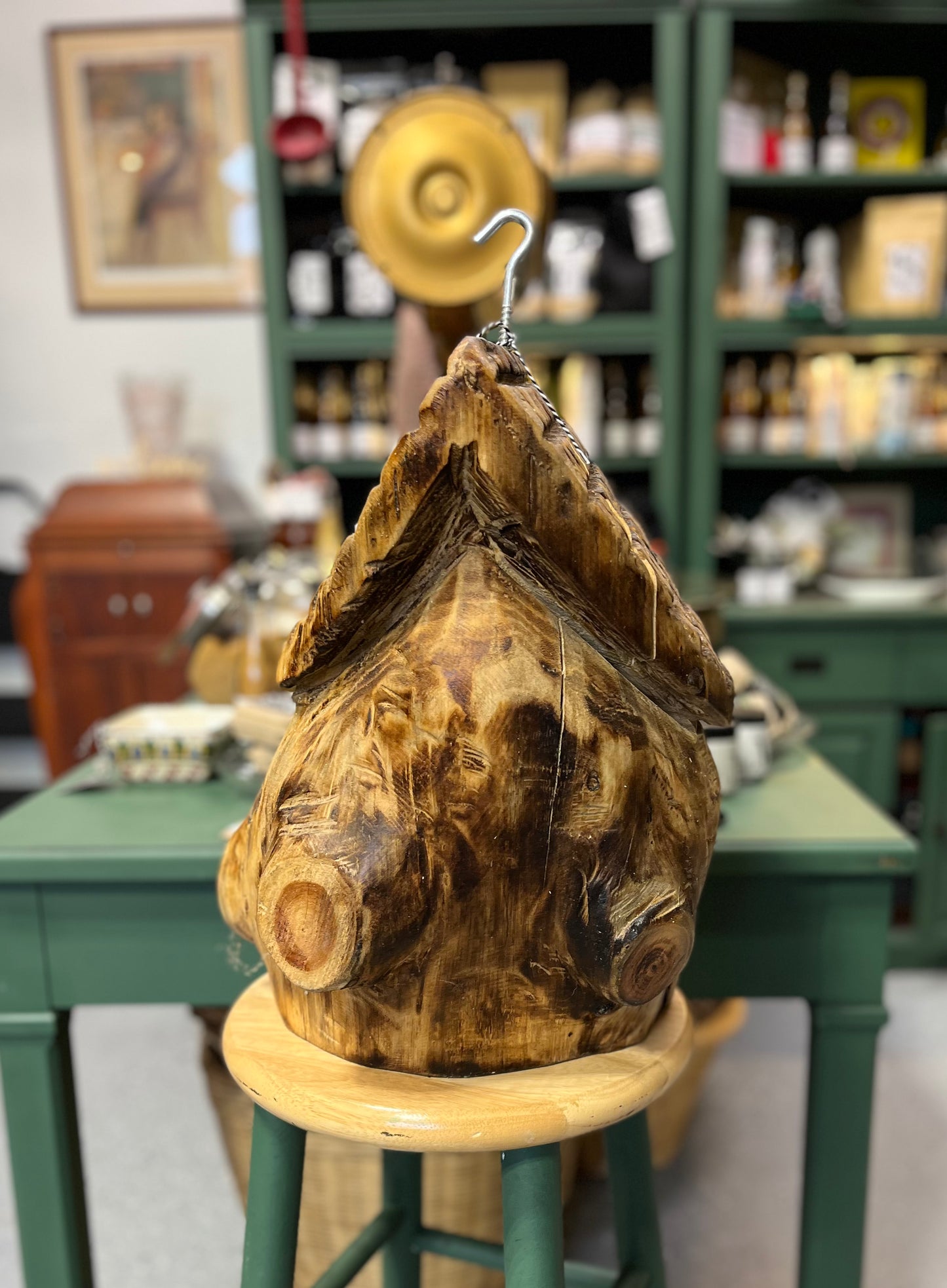 Hand Carved Old Man Winter Birdhouse