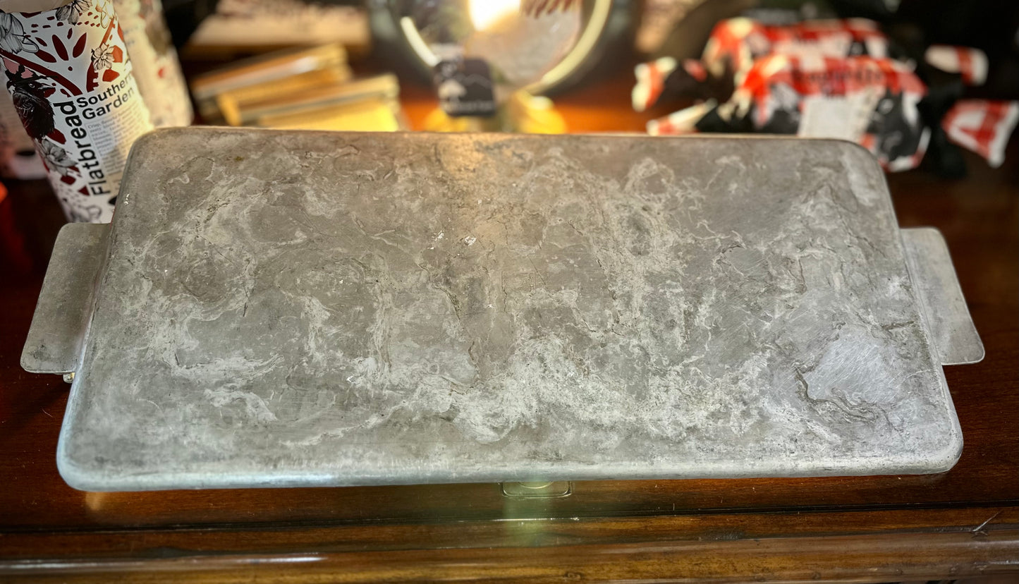 Antique 1930s Palmer Smith Monkey Handle Aluminum Tray