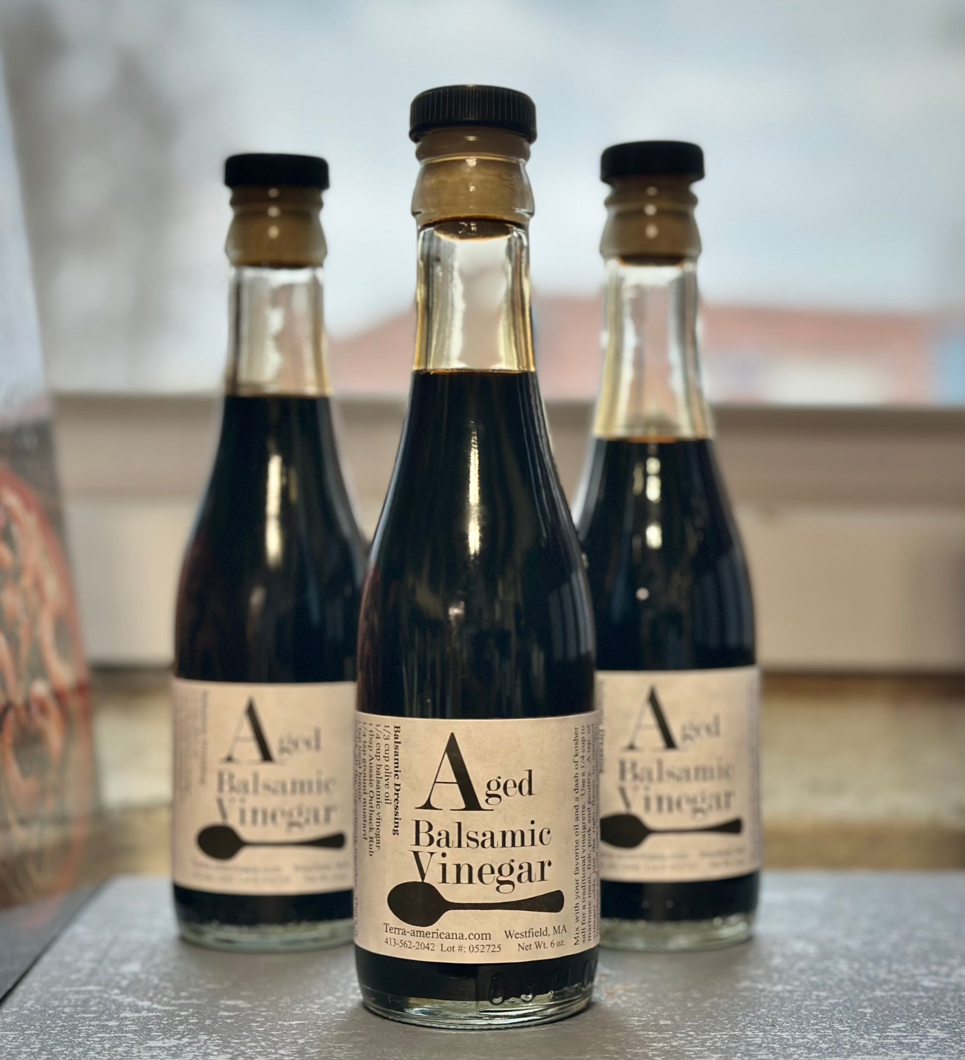 Barrel-aged white balsamic vinegar bottle - artisan gourmet cooking ingredient
