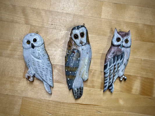 Wooden owl charms
