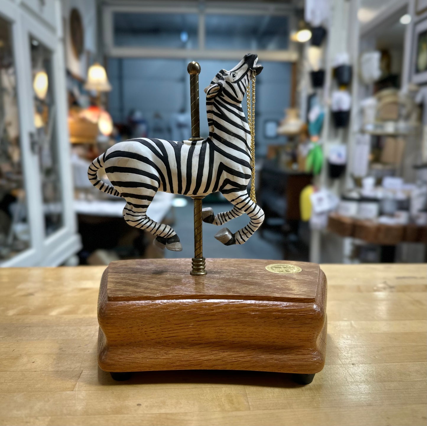 Vintage Carousel Zebra Music Box collectible