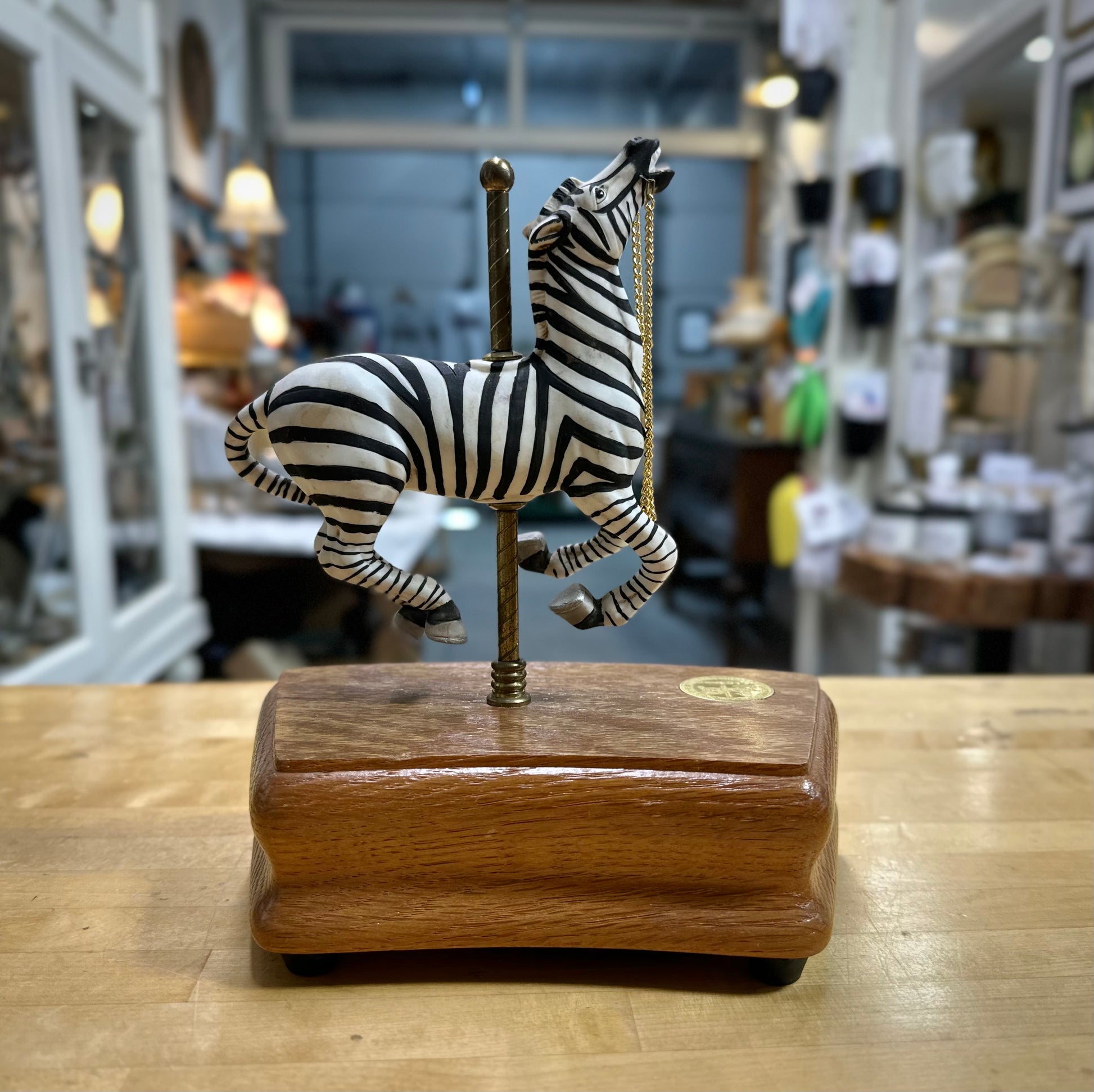 Vintage Carousel Zebra Music Box collectible