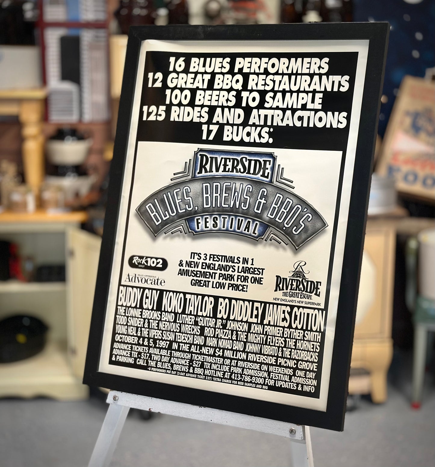 Vintage 1997 Riverside “Blues, Brews and BBQ’s” Festival Poster