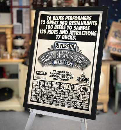 Vintage 1997 Riverside “Blues, Brews and BBQ’s” Festival Poster