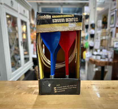 Vintage Champion lawn darts set full view