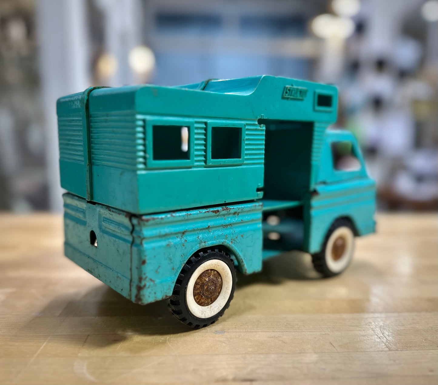 1960’s Structo Toy Camper Truck and Toy Jeep with Horse Trailer