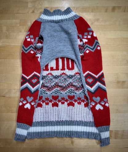 Red dog sweater with hearts