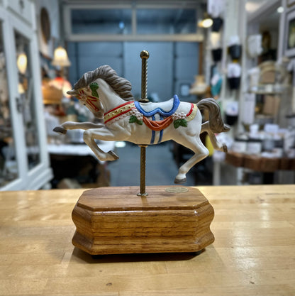 Vintage Carousel Horse Figurine rotating music box