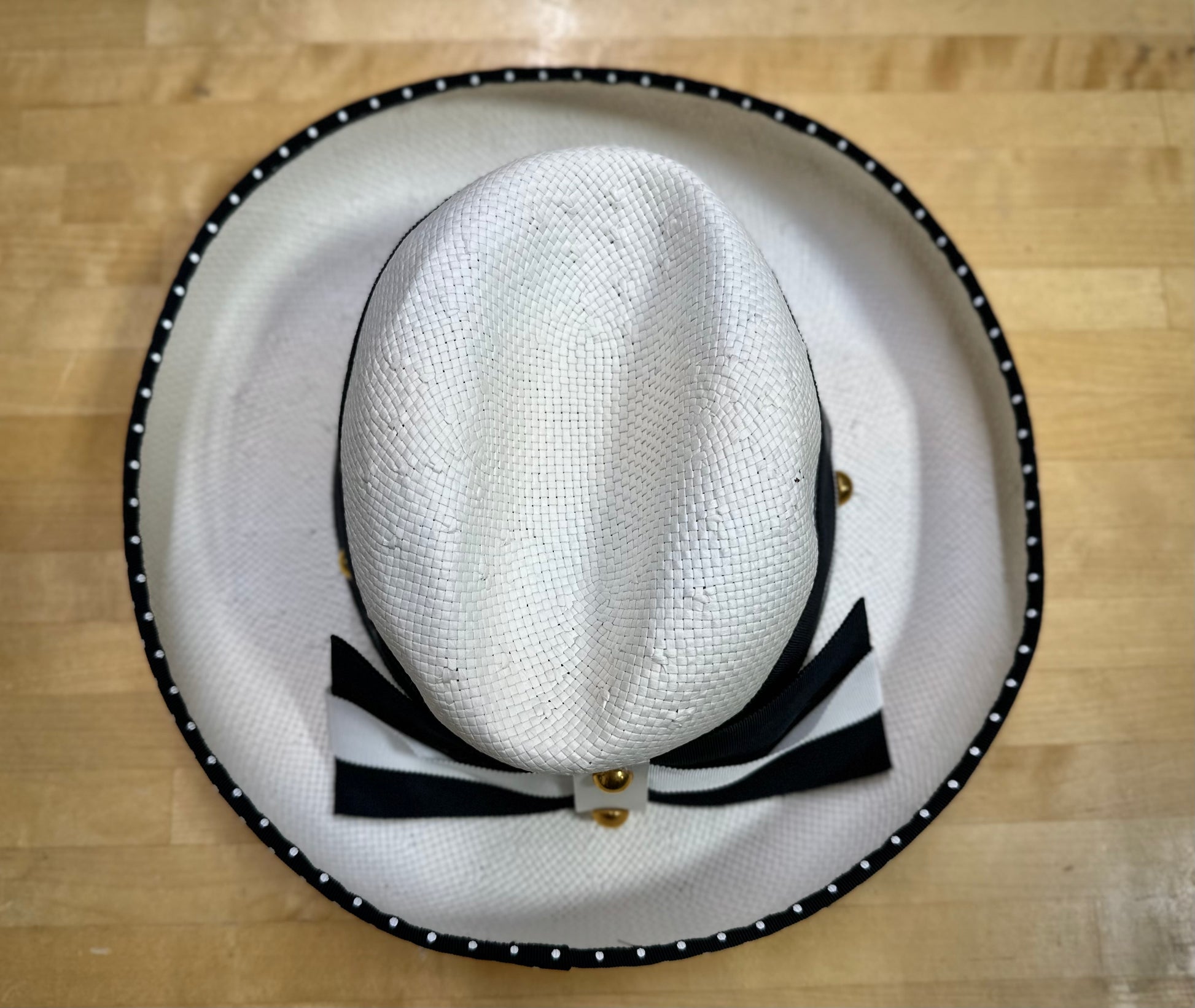 Vintage polka dot two-tone hat