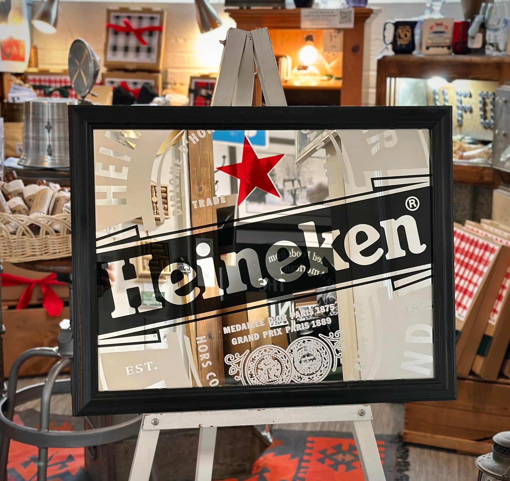 Retro Heineken beer advertising sign detail