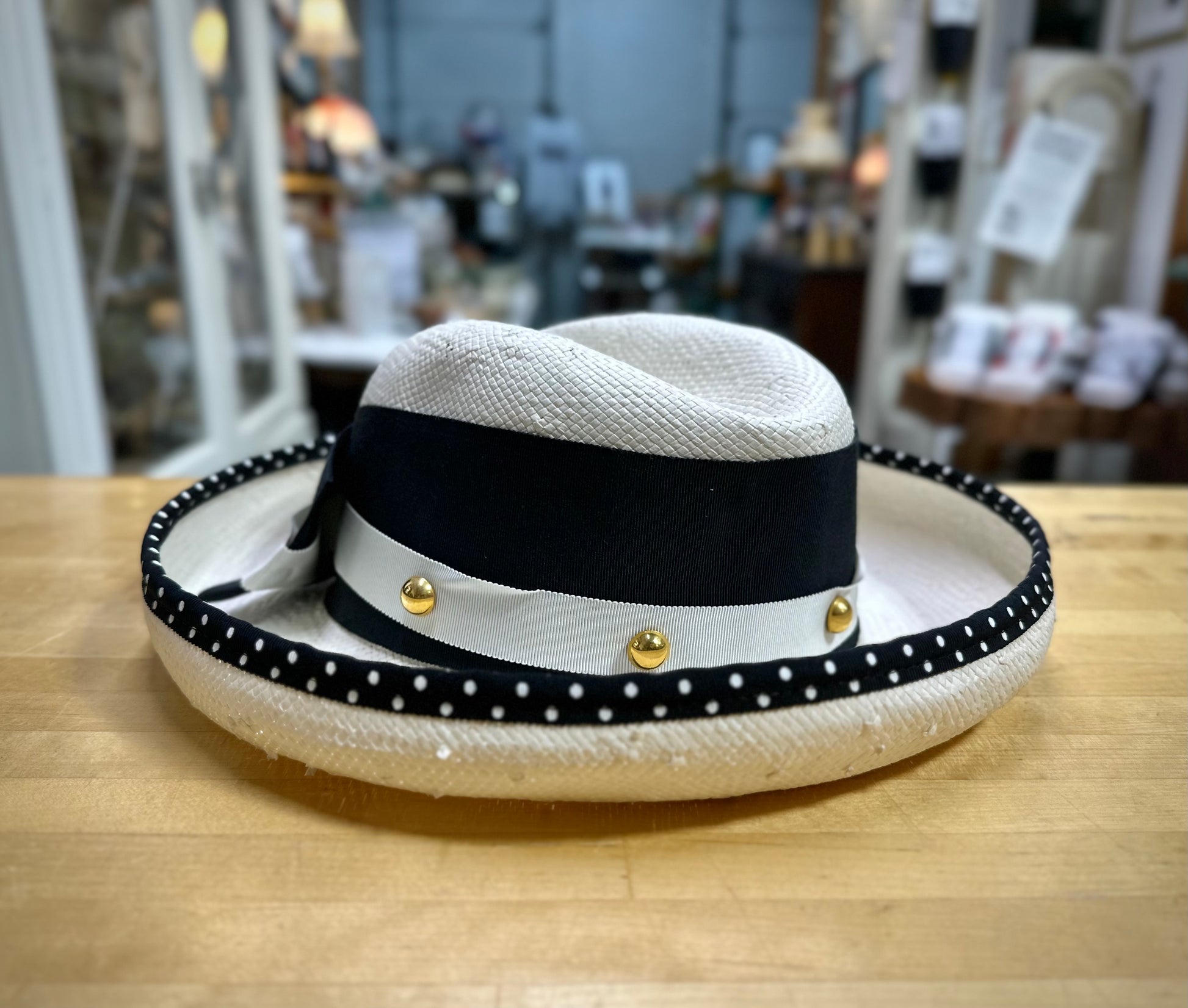 Two Toned Polka Dot Dick Tracy Hat