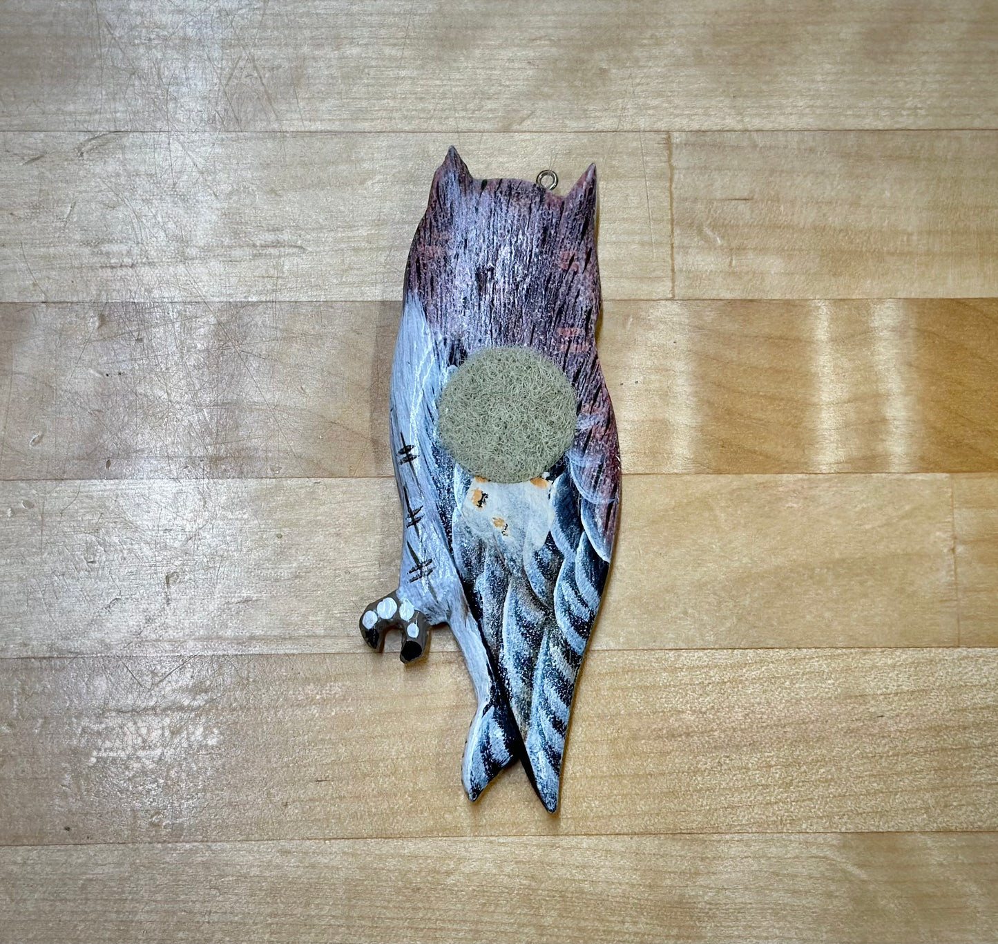 Horned Owl wooden jewelry charm