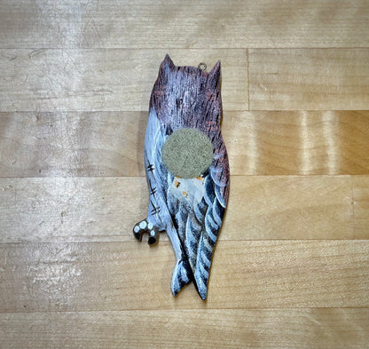 Horned Owl wooden jewelry charm