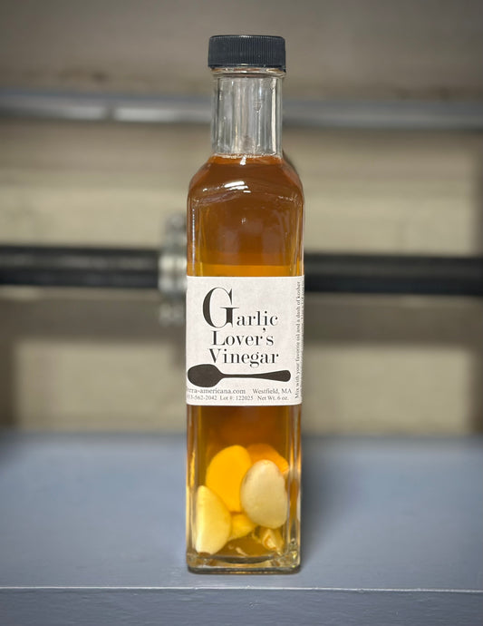 Artisan garlic lovers vinegar with fresh garlic cloves - gourmet herbal cooking vinegar