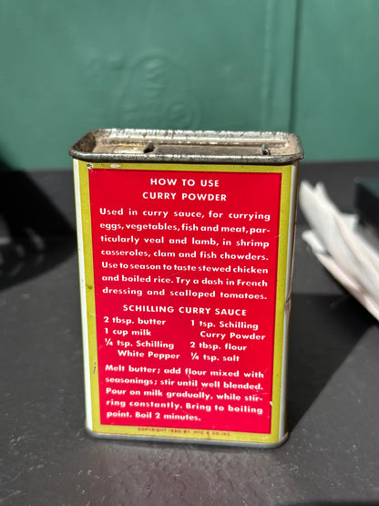 vintage schilling curry powder tin