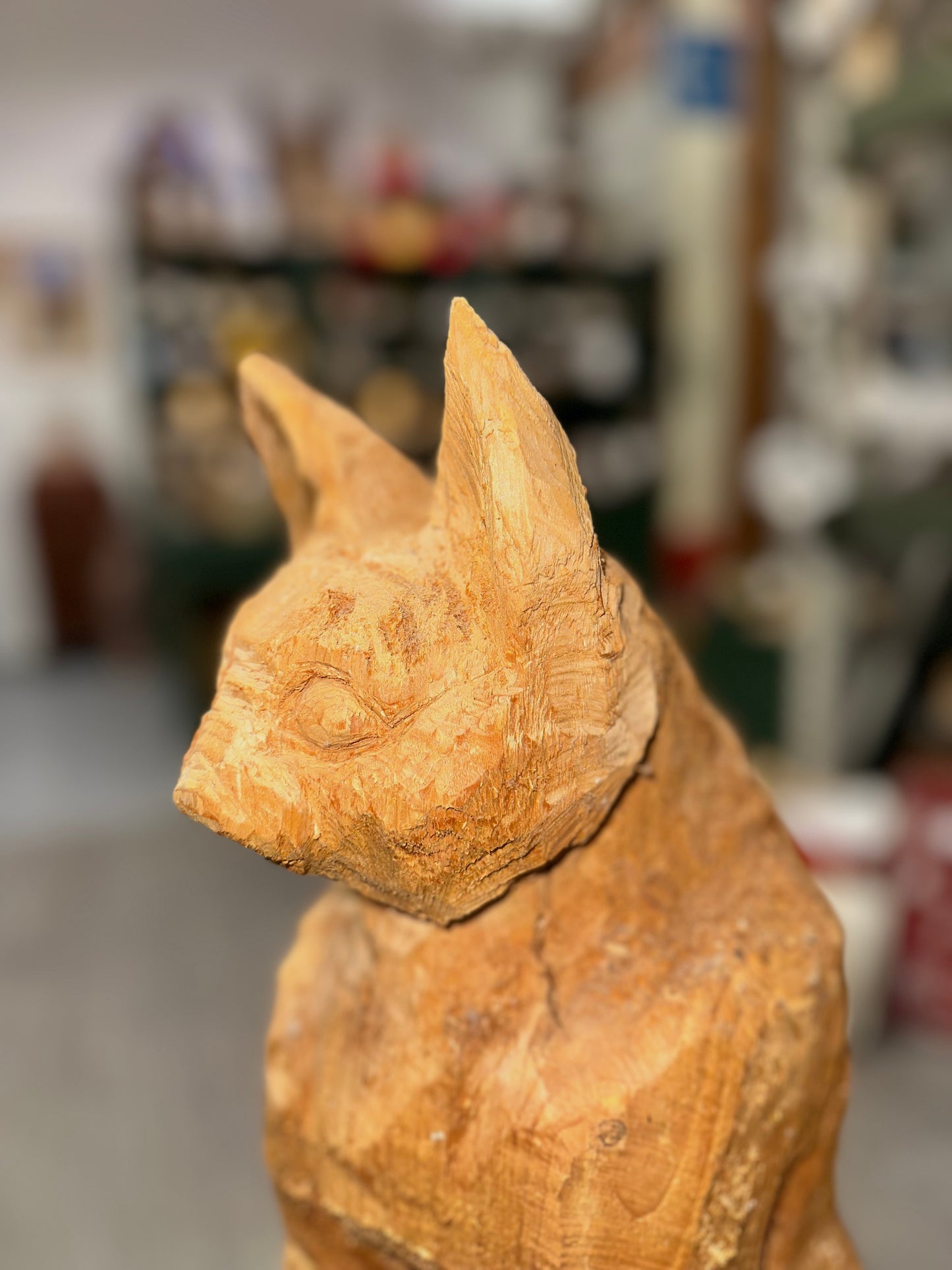 Hand-Carved Wooden Statue Egyptian Cat