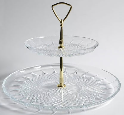 2 Tier Crystals Serving Dish Cut Glasses