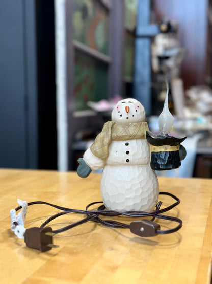 Primitive Snowman Glow: Charming Night Light for Your Home