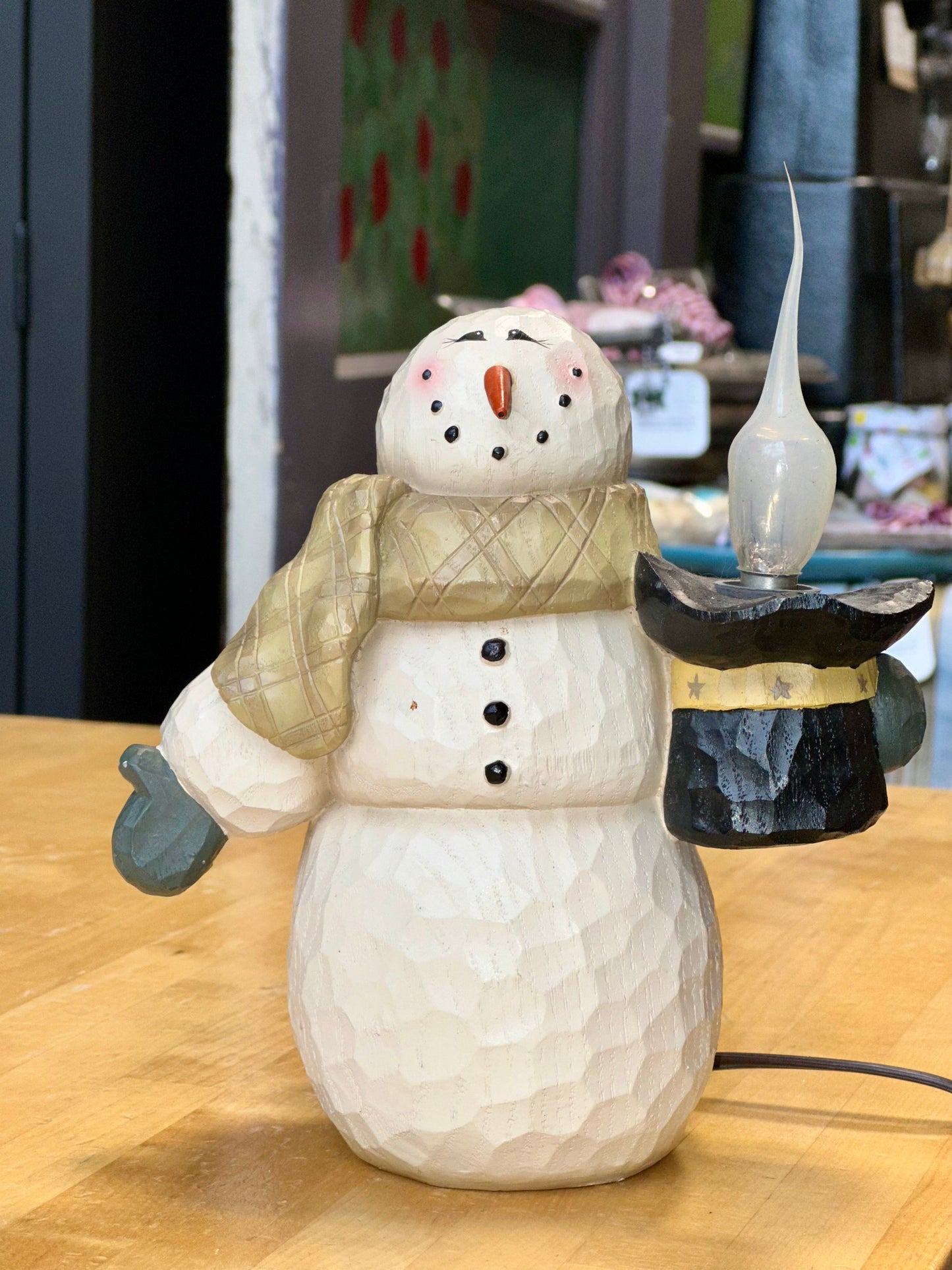 Primitive Snowman Glow: Charming Night Light for Your Home