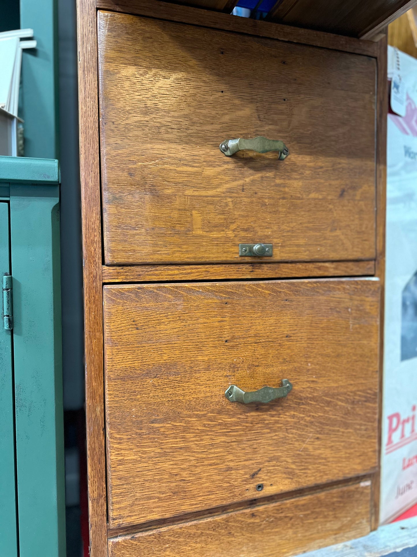 Library Bureau Sole Makers - Antique oak 4 drawer file cabinet