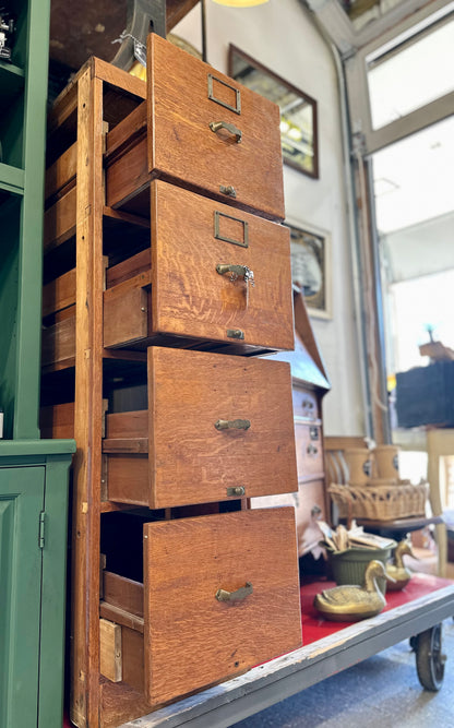 Library Bureau Sole Makers - Antique oak 4 drawer file cabinet