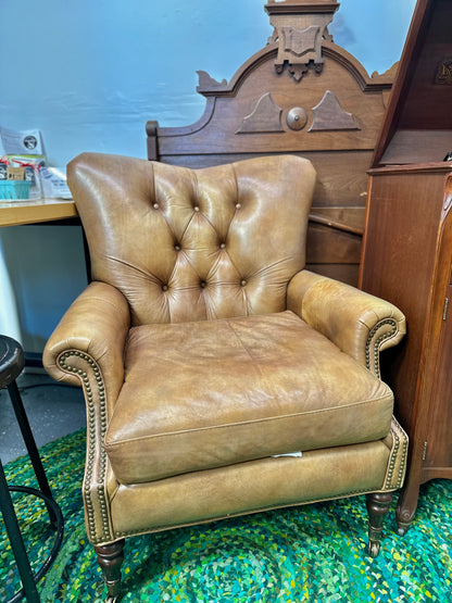 Lillian August Couture Tan Leather Chair with Nailhead Trim