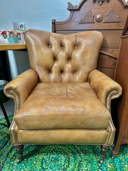 Lillian August Couture Tan Leather Chair with Nailhead Trim