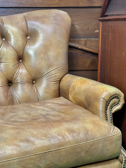 Lillian August Couture Tan Leather Chair with Nailhead Trim