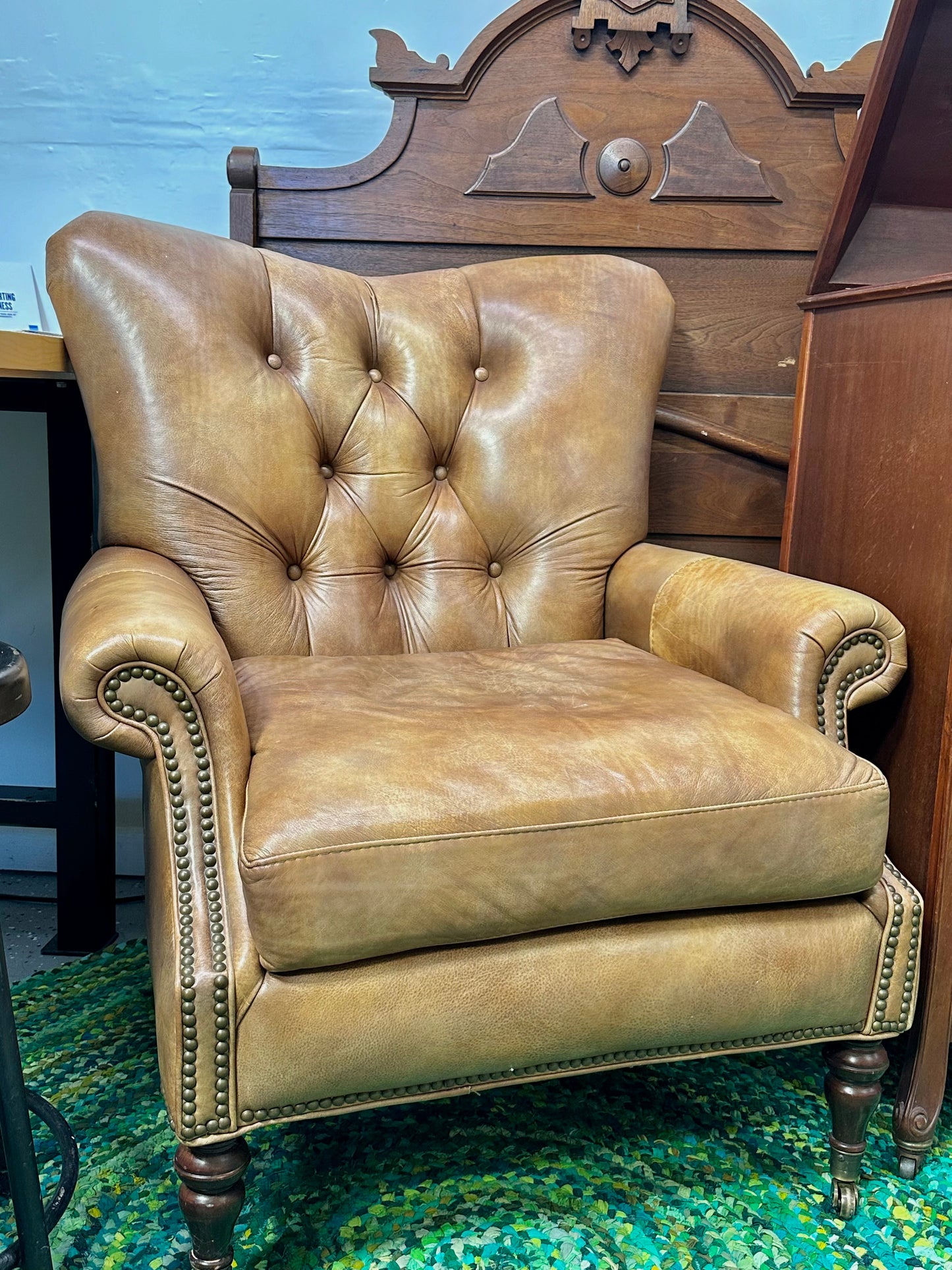 Lillian August Couture Tan Leather Chair with Nailhead Trim