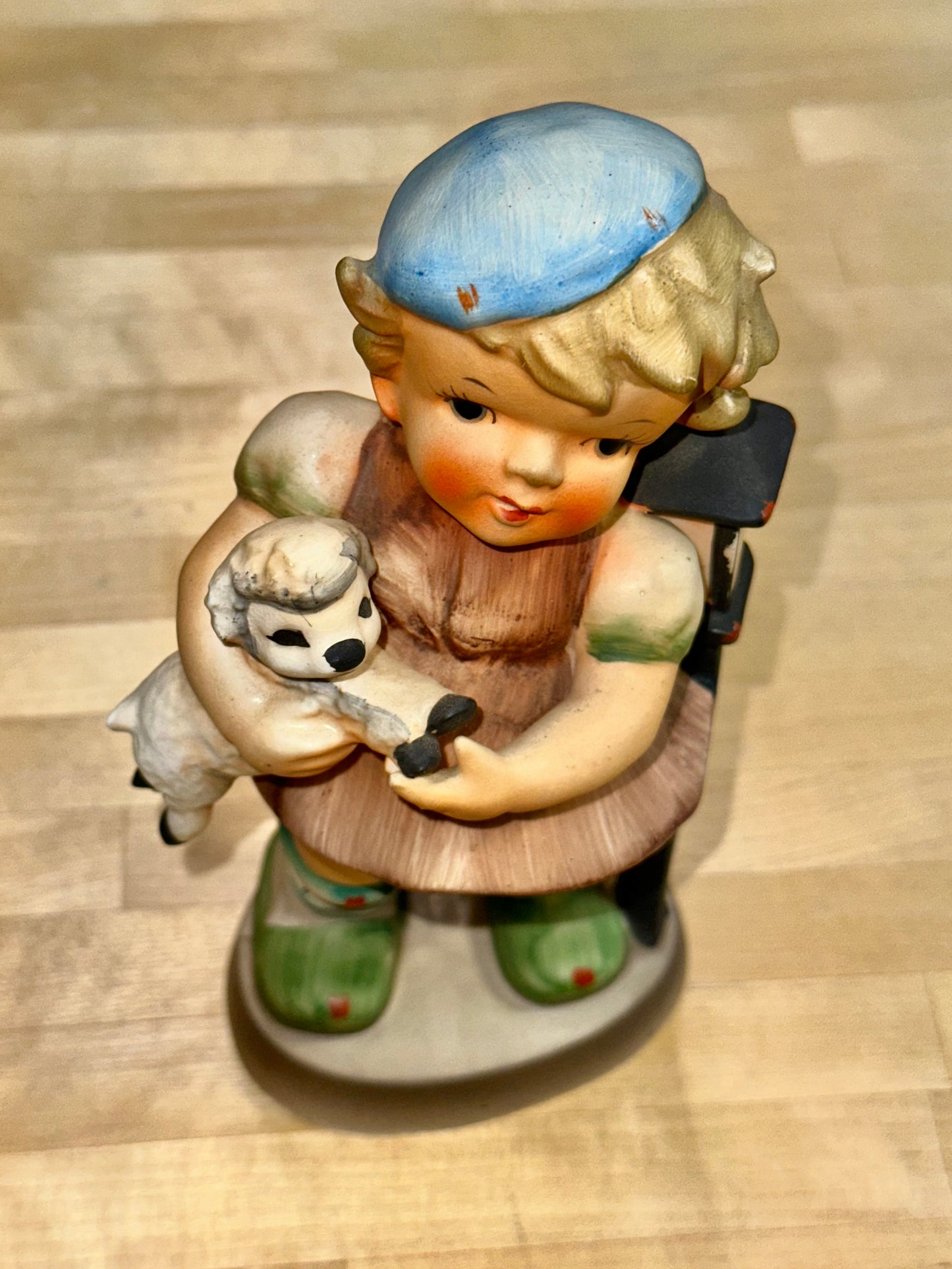 Vintage 1960s Porcelain Bisque "Girl with a Baby Lamb" Figurine Made in Japan