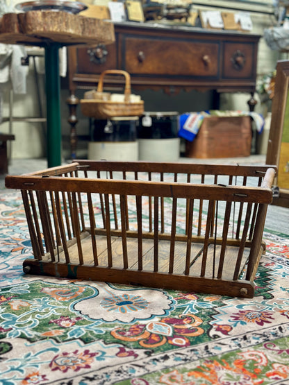 RUGG Antique Wooden Shopping Basket 1920s