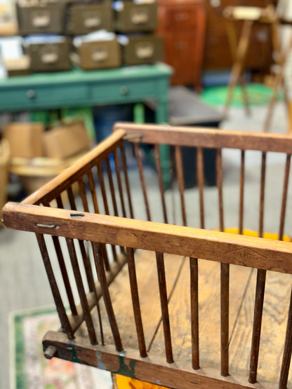 RUGG Antique Wooden Shopping Basket 1920s