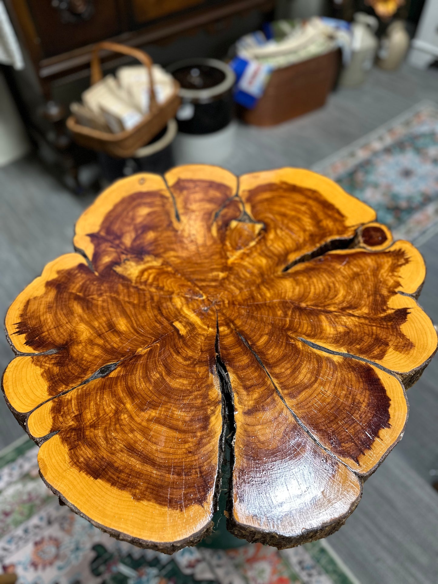 Vintage Hand Made Wood Slab Table