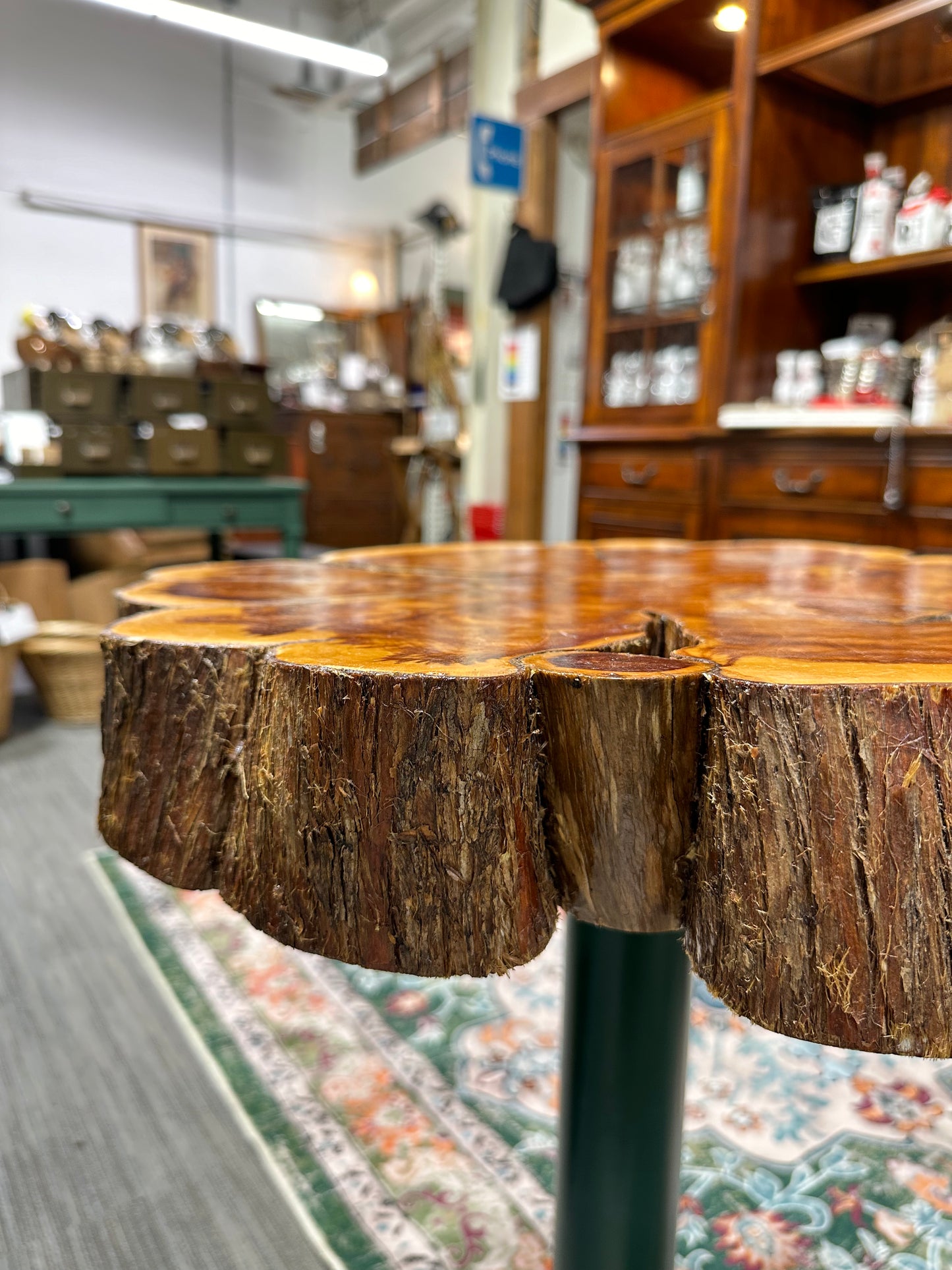 Vintage Hand Made Wood Slab Table