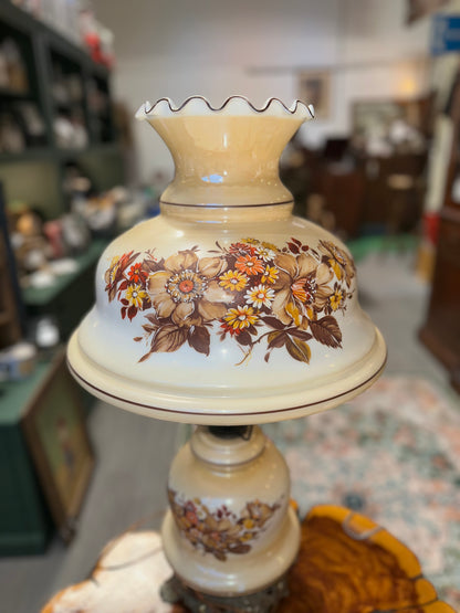 Vintage Floral Parlor Hurricane Lamp "Gone With The Wind" 1971