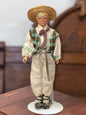 Handcrafted Folk Art Doll – Traditional Village Boy in Straw Hat