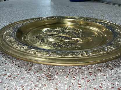 Vintage Brass Boat Wall Hanging Large Plate