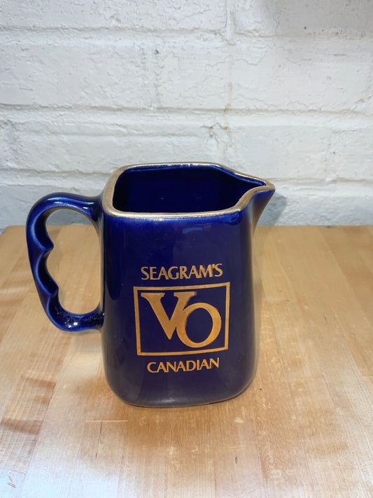 Vintage Seagram Distillers Co. Seagram’s VO Canadian Blue w/ Gold Trim Pitcher