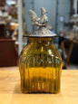 Two Antique Rooster Canister Glass