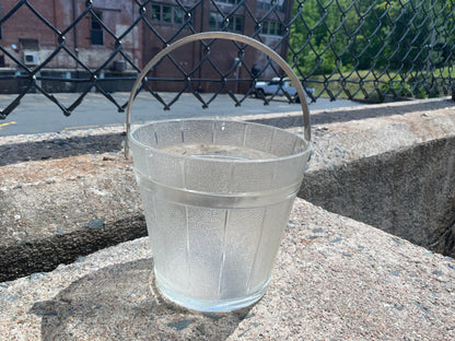 Vintage Anchor Hocking Glass Ice Bucket With Ice Tong