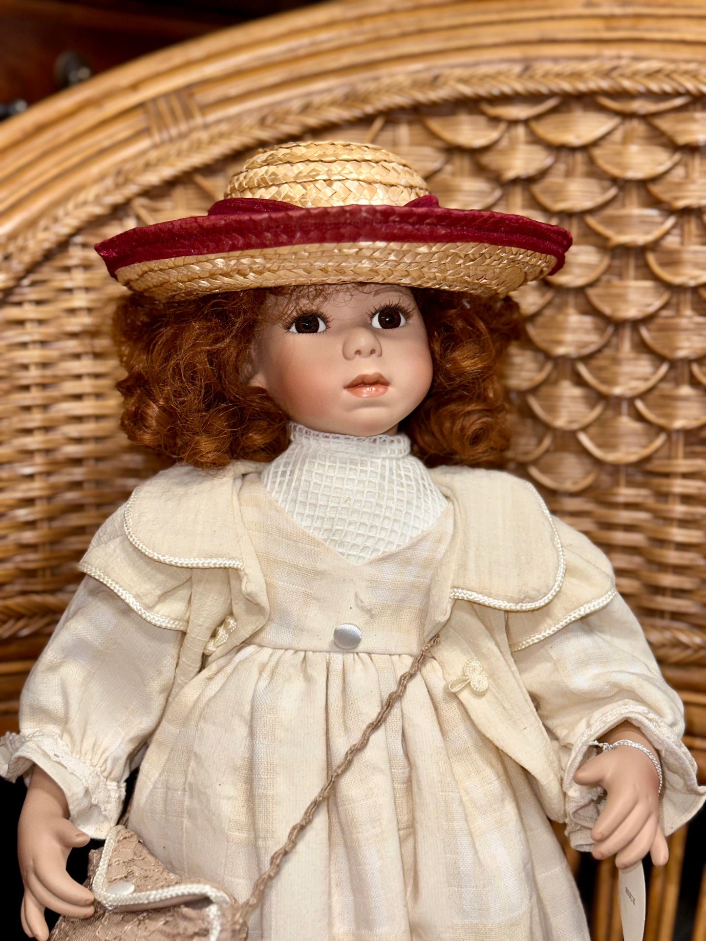 Delton Fine Collectibles Porcelain Doll - "Susie" Victorian Girl with Hat & Purse