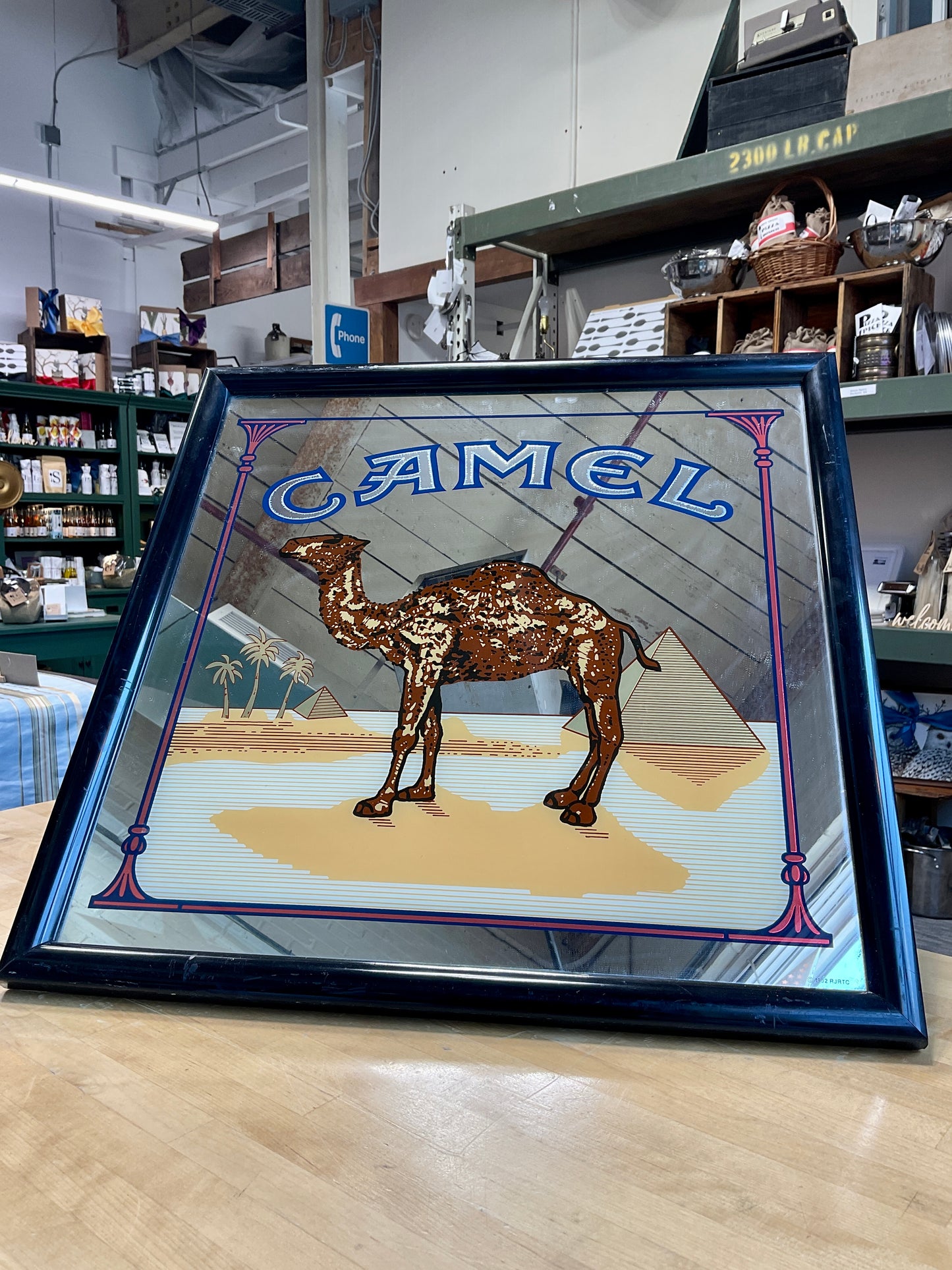 Antique Camel Cigarette Advertisement Framed Mirror Picture