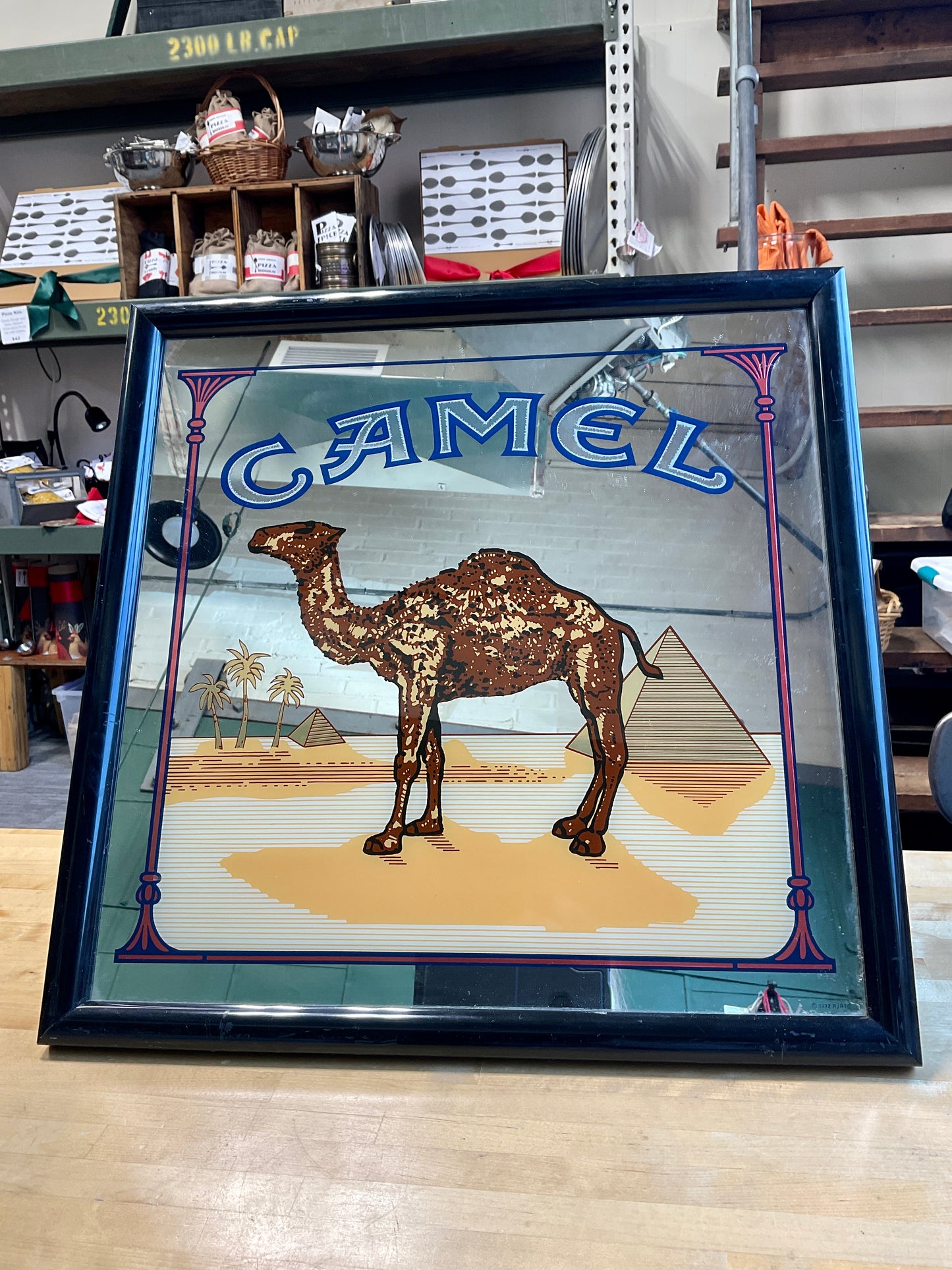 Antique Camel Cigarette Advertisement Framed Mirror Picture