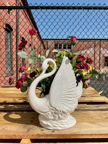 Vintage Ceramic Swan TV Lamp and Planter