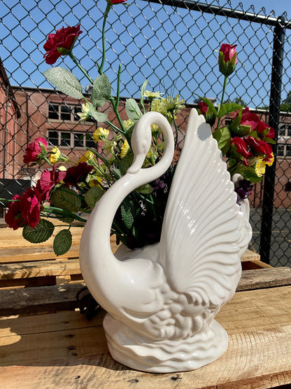 Vintage Ceramic Swan TV Lamp and Planter