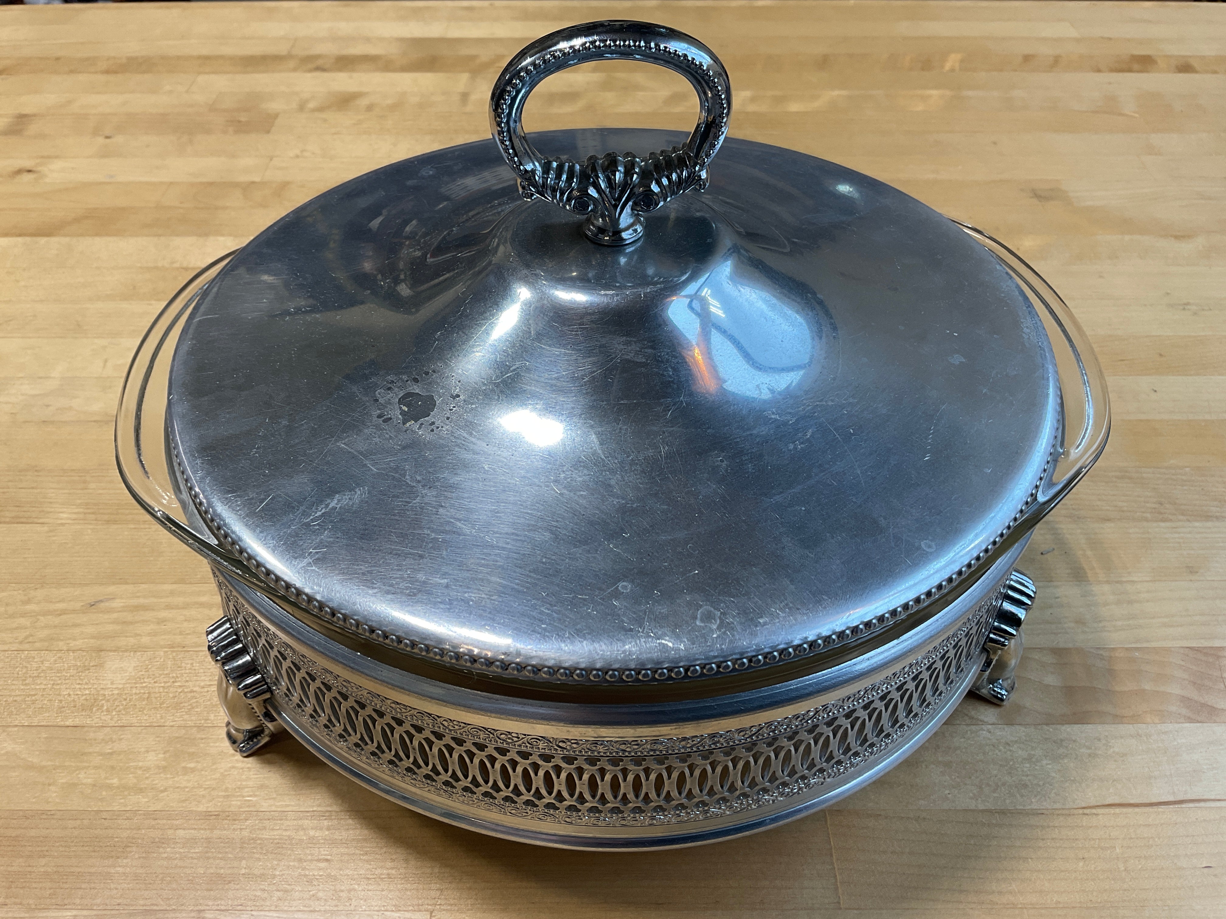 Pyrex Double Dollar Stamp Flat Rim Plate With Monarch Plate Brand Cadd ...