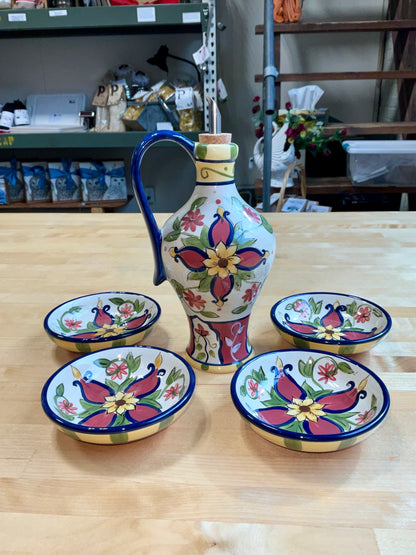 Vallarta Pier 1 Hand Painted Earthenware Oil Cruet Set