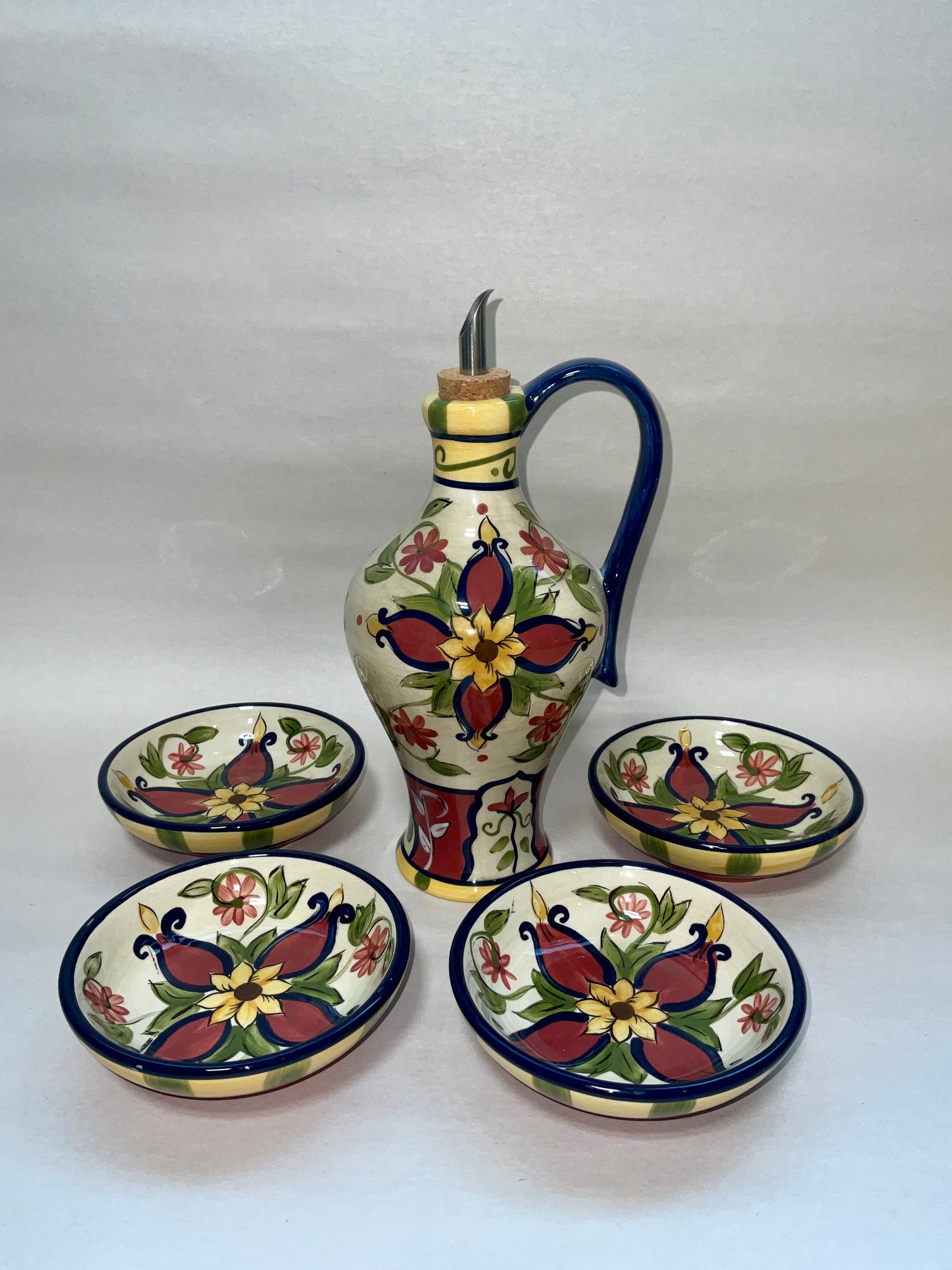 Vallarta Pier 1 Hand Painted Earthenware Oil Cruet Set